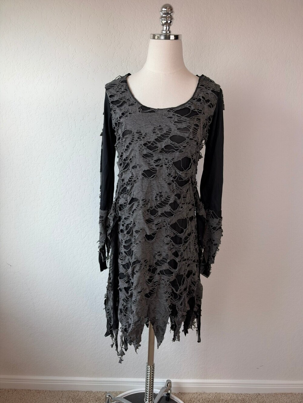 Womens Halloween Costume Long Sleeve Dress Ghost Zombie M/L